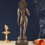 Rare 20" Standing Parvati Brass Statue | Antique Bronze Divine Murti with Sharp Features | Traditional Temple Decor